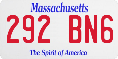 MA license plate 292BN6