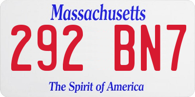 MA license plate 292BN7