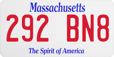 MA license plate 292BN8