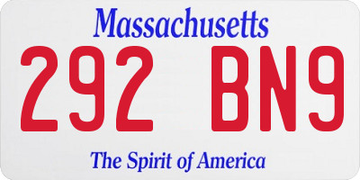 MA license plate 292BN9