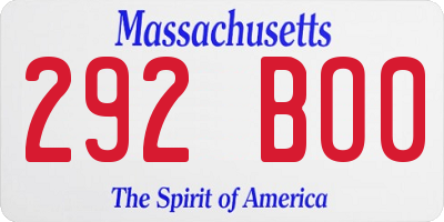 MA license plate 292BO0