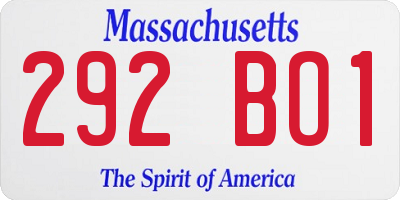 MA license plate 292BO1