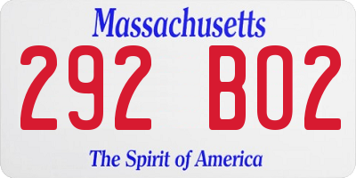 MA license plate 292BO2