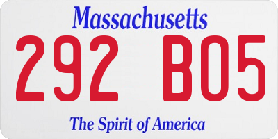 MA license plate 292BO5