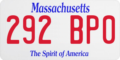 MA license plate 292BP0