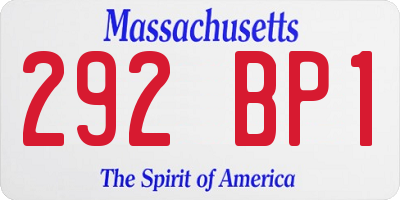 MA license plate 292BP1