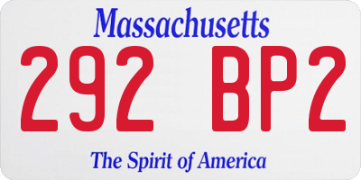 MA license plate 292BP2