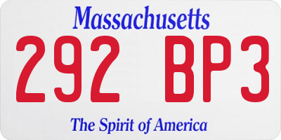 MA license plate 292BP3