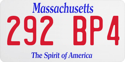 MA license plate 292BP4