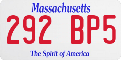 MA license plate 292BP5