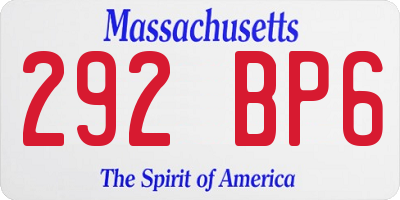 MA license plate 292BP6