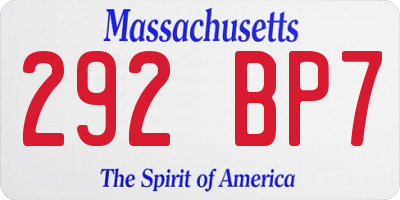 MA license plate 292BP7