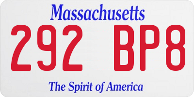 MA license plate 292BP8