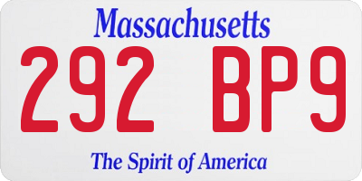 MA license plate 292BP9