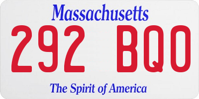 MA license plate 292BQ0