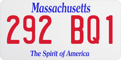 MA license plate 292BQ1