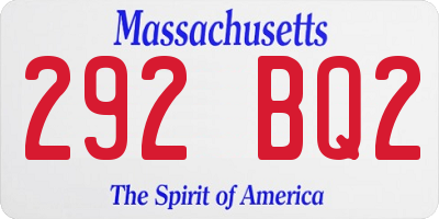 MA license plate 292BQ2
