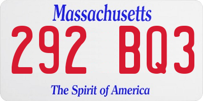 MA license plate 292BQ3