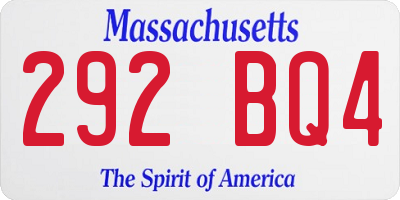 MA license plate 292BQ4
