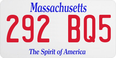 MA license plate 292BQ5