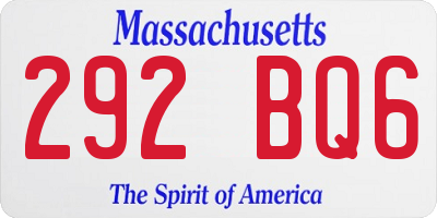 MA license plate 292BQ6