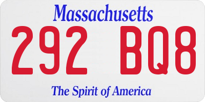 MA license plate 292BQ8