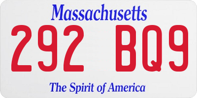 MA license plate 292BQ9