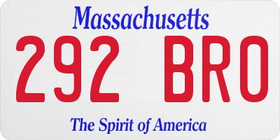 MA license plate 292BR0