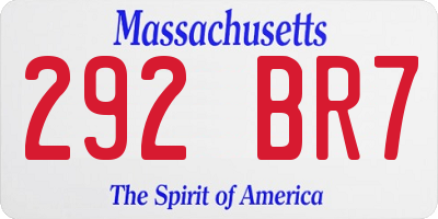MA license plate 292BR7