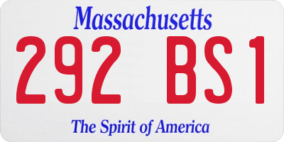 MA license plate 292BS1