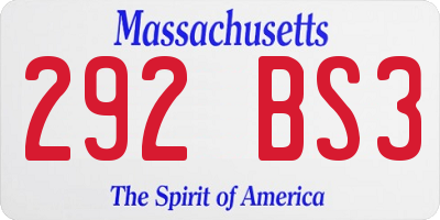 MA license plate 292BS3