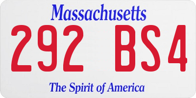 MA license plate 292BS4
