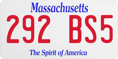 MA license plate 292BS5