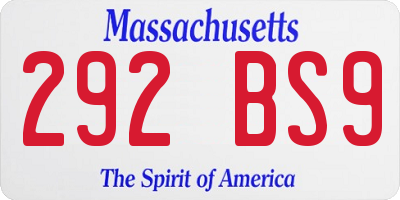 MA license plate 292BS9