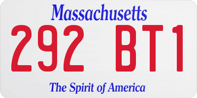 MA license plate 292BT1