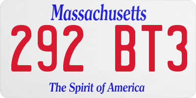 MA license plate 292BT3
