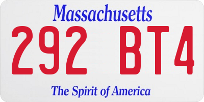 MA license plate 292BT4