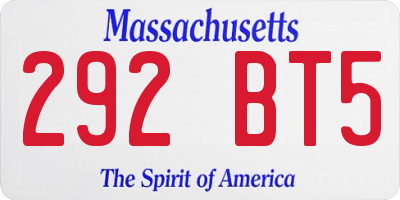 MA license plate 292BT5