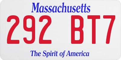 MA license plate 292BT7