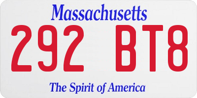 MA license plate 292BT8
