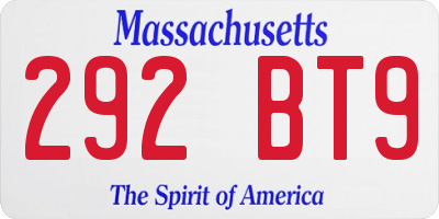 MA license plate 292BT9