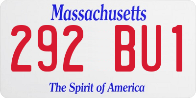 MA license plate 292BU1
