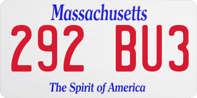 MA license plate 292BU3