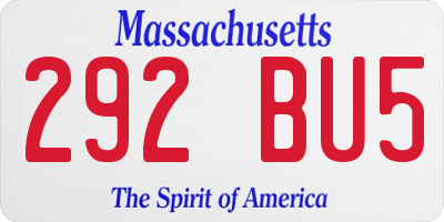 MA license plate 292BU5