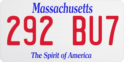 MA license plate 292BU7
