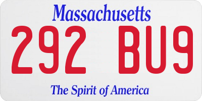MA license plate 292BU9