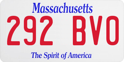 MA license plate 292BV0