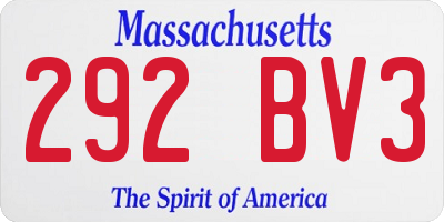 MA license plate 292BV3