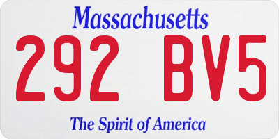 MA license plate 292BV5