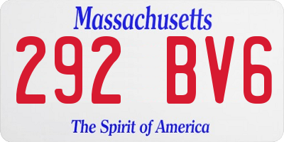 MA license plate 292BV6